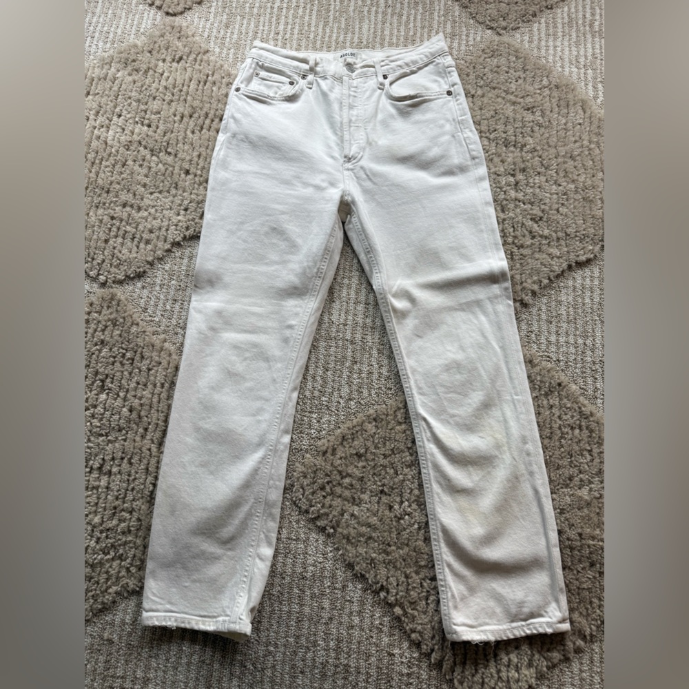 Agolde Women's Straight Leg Jeans in Off-White